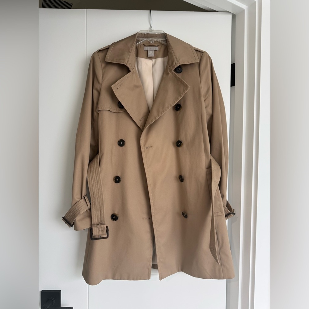 H&M Beige Double-Breasted Trench Coat - Picture 3 of 6